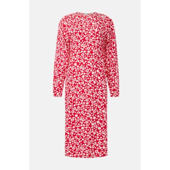 Marni Satin Midi Dress with Red and White Pop Fields Motif - Picture 5 of 14